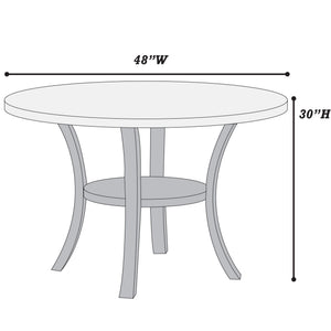 Round Dining Table With Open Bottom Shelf - Black / White