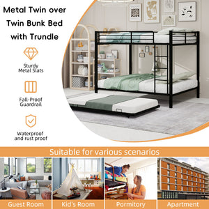 Bunk Bed For Kids, Convertible Frame With Ladders & Guardrail