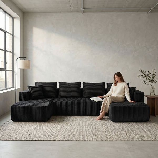 U-Shaped Modular Sectional Sofa With Double Chaise, Oversized Deep Seat For Living Room
