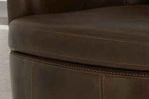 Barolo - 100% Italian Leather Swivel Club Chair (Set of 2)