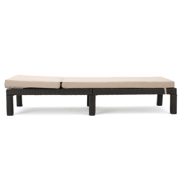 Puerta - Chaise Lounge Frame Cushion Outdoor Wicker Iron - Beige / Dark Brown