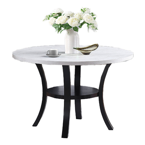 Elegant 5 Piece Dining Set Dark Chairs Top Table With Lower Shelf Kitchen Dining Room