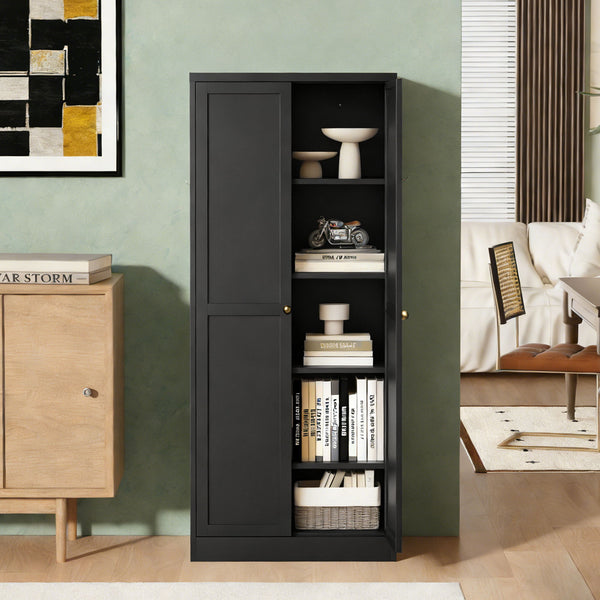Kitchen Pantry Cabinet With 4 Adjustable Shelves, Heavy Duty Freestanding Organizer