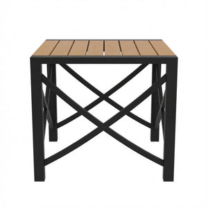 Square Outdoor Patio End Table - Black