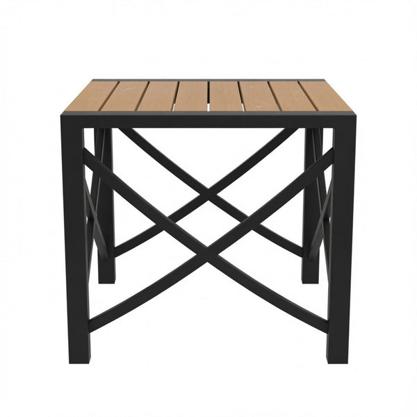 Square Outdoor Patio End Table - Black