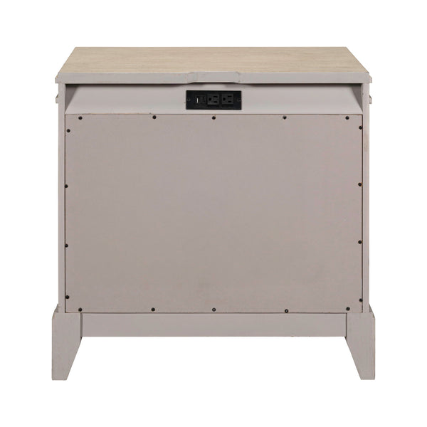 New Haven - Nightstand With Charging Station - Sanctuary White