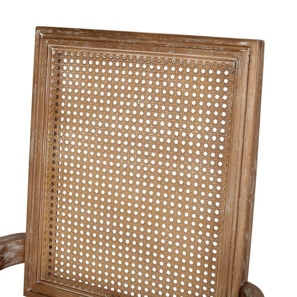 Upholstered Dining Chair With Cane Backrest