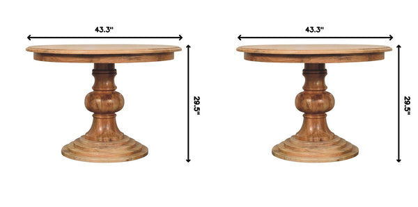 Round Turned Dining Table - Oak
