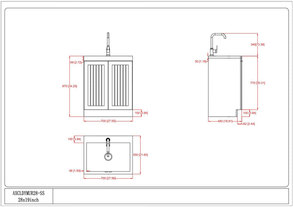 Murphy - Laundry Cabinet & Faucet And Stainless Steel Sink
