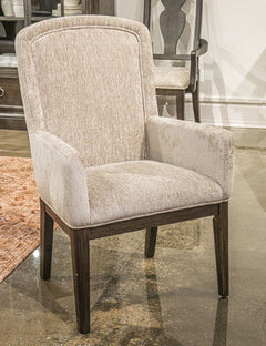 Wickenger - Dining Upholstered Arm Chair (Set of 2) - Light Gray / Dark Brown