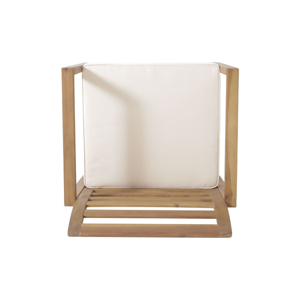 Outdoor Acacia Wood Club Chairs, 2 Pieces Set - Natural Stained / White