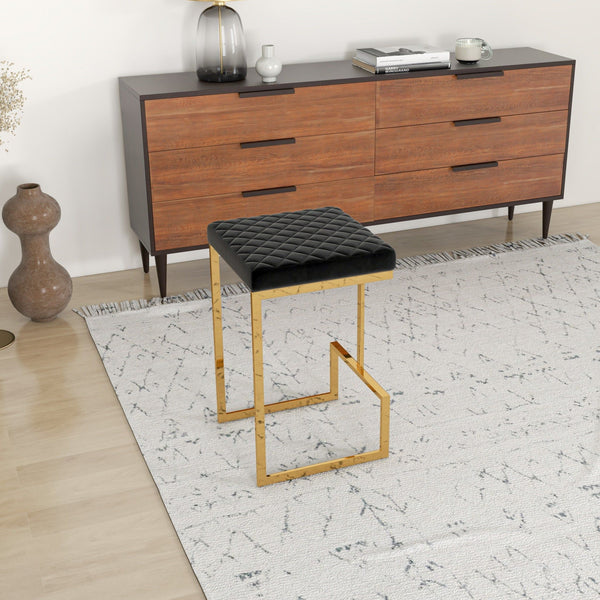 Joel - Upholstered Stool - Black / Gold