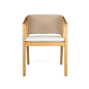 7 Piece Outdoor Dining Set With Rectangular Table And 6 Arm Chairs - Beige / Brown / Brown Mix / Light Teak