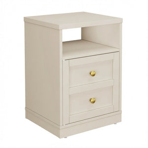 Nightstand With Door & Shelf, 2 Drawer Side Table