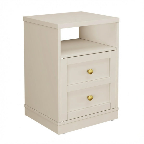 Nightstand With Door & Shelf, 2 Drawer Side Table
