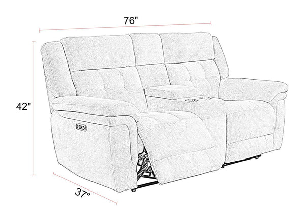 Richland - Power Reclining Console Loveseat - Bristol Gray