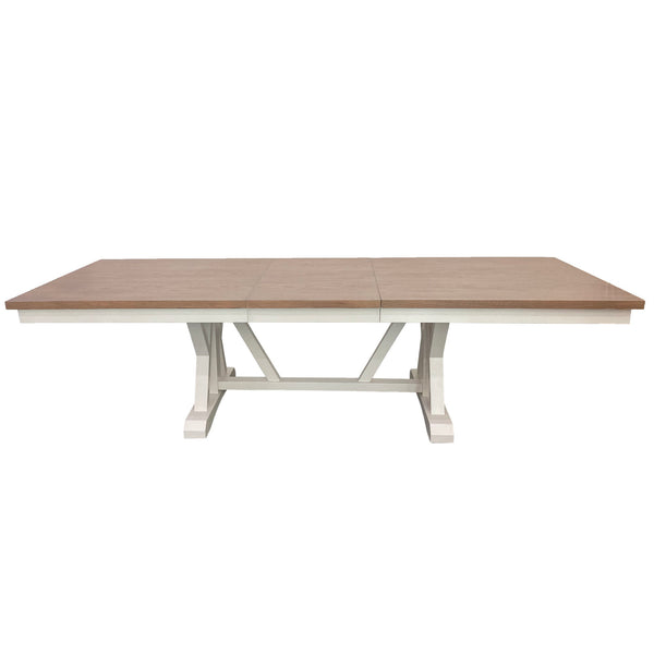 Americana Modern Dining - Extendable Trestle Table With 8 Upholstered Chairs - Cotton