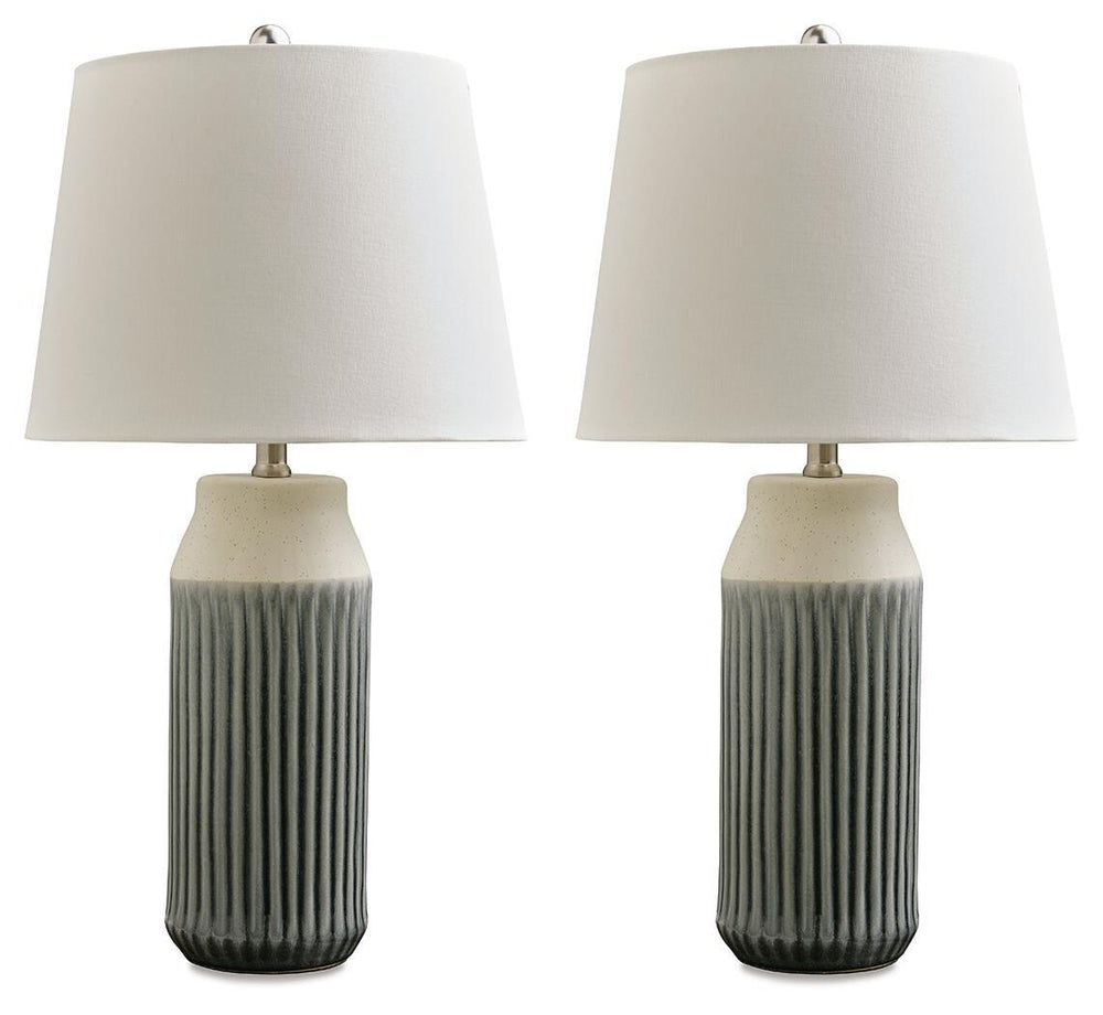Afener - Ceramic Table Lamp (Set of 2) - Blue / Beige