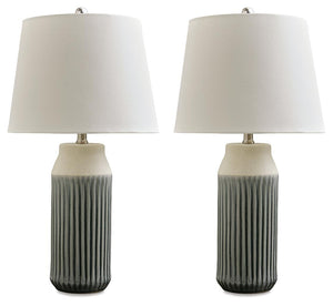 Afener - Ceramic Table Lamp (Set of 2) - Blue / Beige