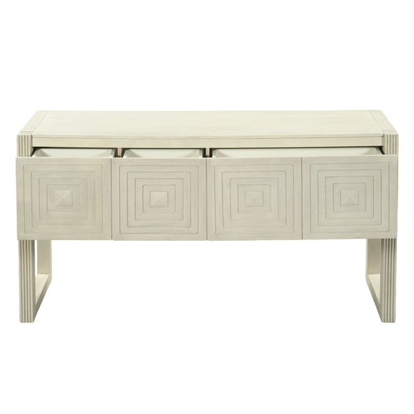 Geometric Carved Console Table With 3 Soft Close Drawers