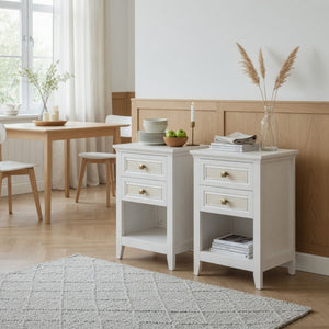 Nightstand With 2 Drawers Bedside Table