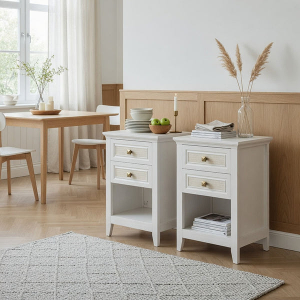 Nightstand With 2 Drawers Bedside Table