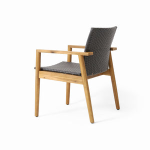 Tranquilize - Outdoor Wooden Club Chair With Woven Wicker Seat And Back (Set of 2) - Light Brown