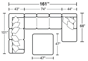 Glacier - Sectional With Cocktail Ottoman