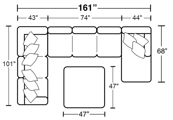 Glacier - Sectional With Cocktail Ottoman