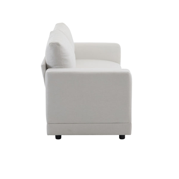 Modern Square Arm Sofa With Soft Fabric Upholstery, Deep Cushions