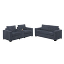 Elegant Simple Sofa Set With Console Cup Holder And Loveseat