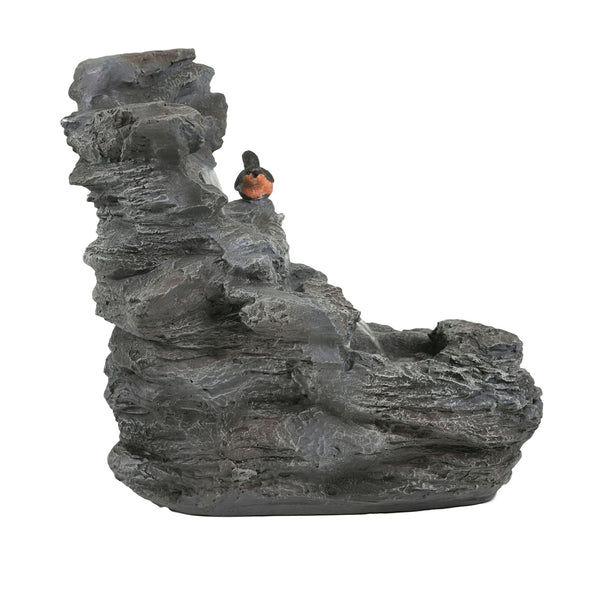 Concrete Rock Waterfall Fountain With LED Lights, Outdoor Garden Decor