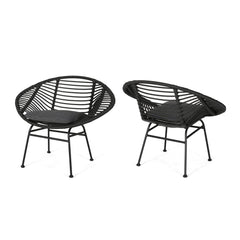 Cordella - Outdoor Woven Wicker Chairs With Cushions, (Set of 2)