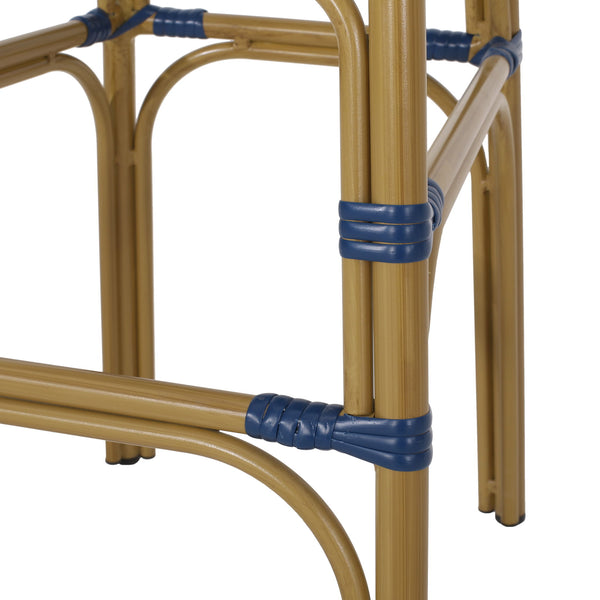 Outdoor Wicker And Aluminum French Barstools (Set of 2)