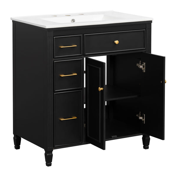 Freestanding Bathroom Vanity With Sink, Soft Close Door, Tip Out Drawer