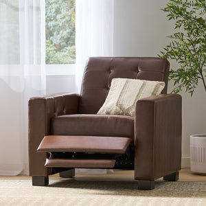Langseth - Contemporary Tufted Pushback Recliner - Dark Brown