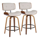 Lombardi - Mid-Century Modern Fixed Height Counter Stool With Swivel With Round Footrest (Set of 2)
