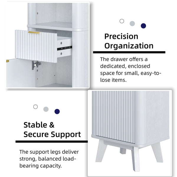 Tall Bathroom Storage Cabinet With Adjustable Shelves And 1 Drawer & Door