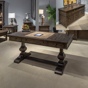 Paradise Valley - 2 Piece Home Office Desk Set - Saddle Brown