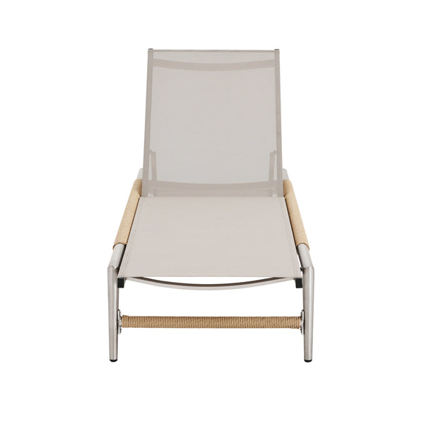 Hargrove - Outdoor Patio Aluminun Chaise Lounge, Outdoor Mesh Seat - Natural / Silver
