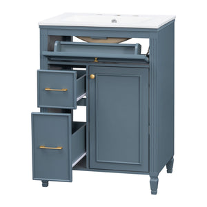 Freestanding Bathroom Vanity With Sink, Soft Close Door, Tip Out Drawer