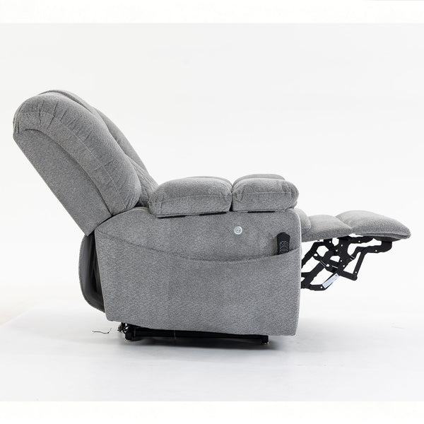 Ultra Wide Electric Lounge Chair With Hot Massage Heating And Auxiliary Standing Function, For Living Room - Gray