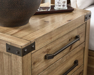 Ridgester - Three Drawer Night Stand - Light Brown