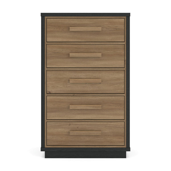 Kozmour - Five Drawer Chest - Black / Brown