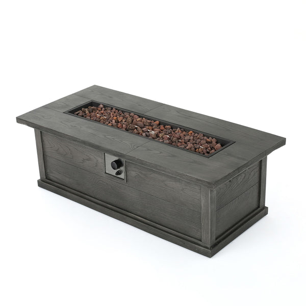 Transitional Rectangular Outdoor Propane Fire Pit With 50, 000 Btu