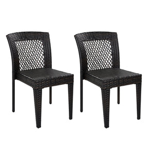 7 Piece Outdoor Patio Dining Set With Table & 6 Chairs - Brown / Brown Multi