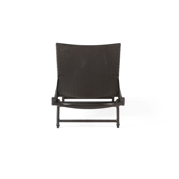 Kauai - Modern Style Pe Wicker Chaise Lounge - Brown Multi