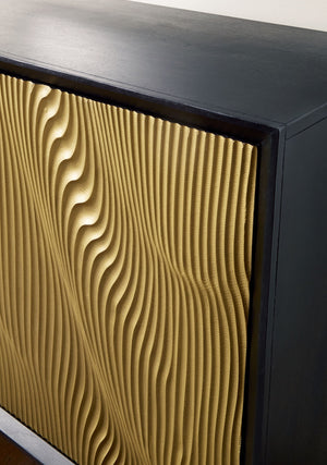 Tayner - Accent Cabinet - Black / Gold Finish