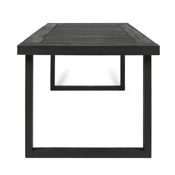 Outdoor 6 Seater Dining Set With Bench - Dark Gray / Light Gray