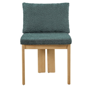 5 Piece Indoor Dining Set With Fluted Table Upholstered Chairs - Green / Natural